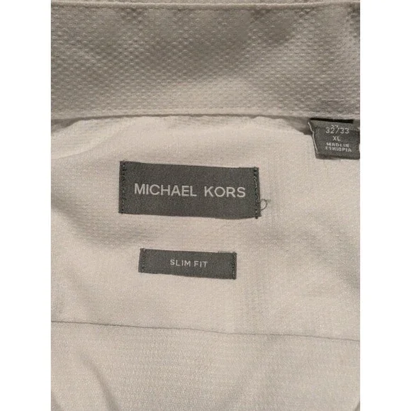 Michael Kors Men Slim-Fit Long-Sleeve  Shirt,‎ White, XL 17 - 32/33 - Picture 2 of 3
